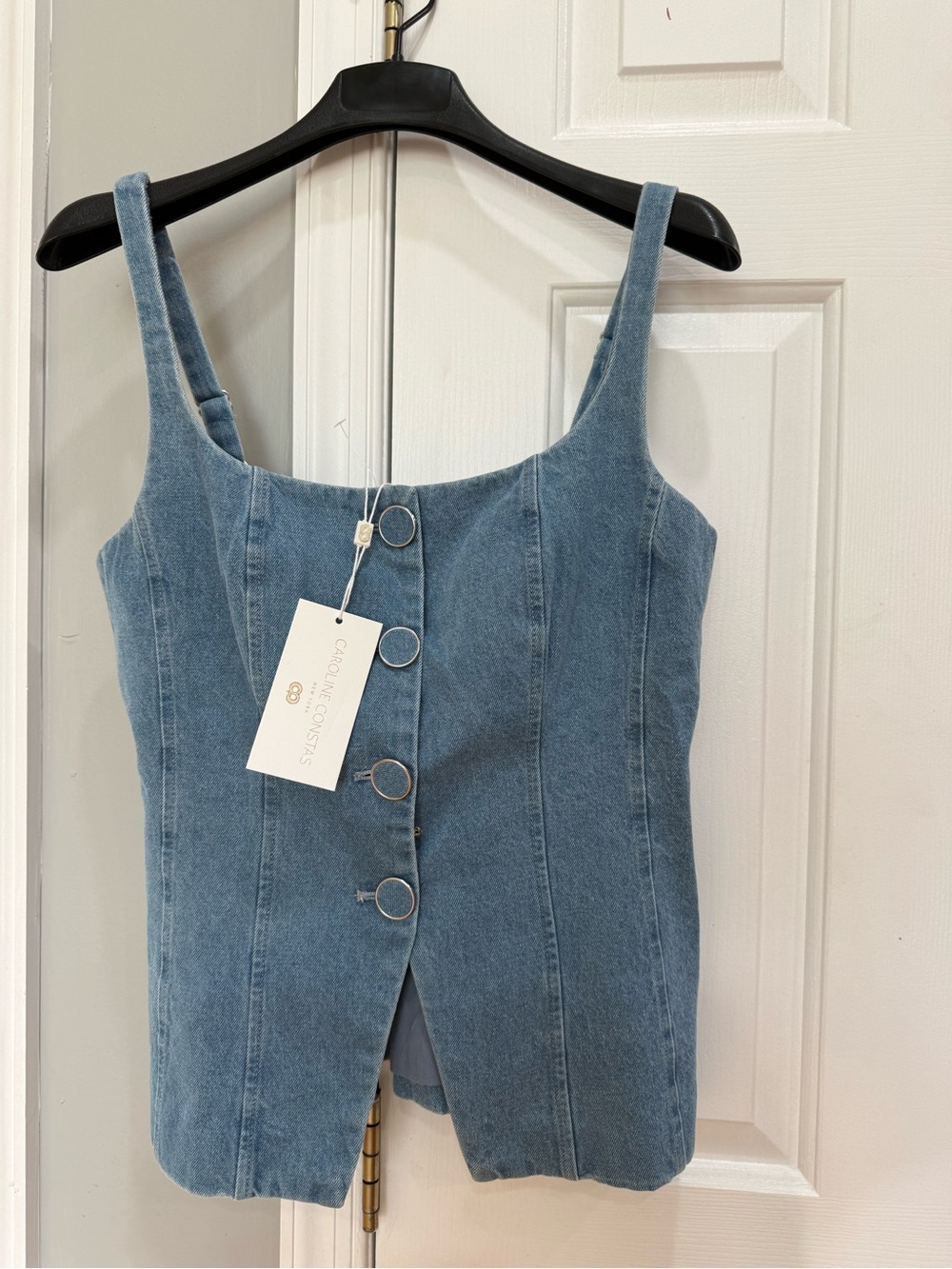 Caroline Constas Light Blue Denim Button-Front Top